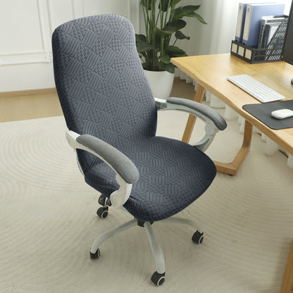 Office Chair Cover for Desk Chair (Mid-Back) – 170 GSM Stretch Jacquard – Washable, Durable & Anti-Slip – Fits Mid-Back Office Chairs, Dark Grey