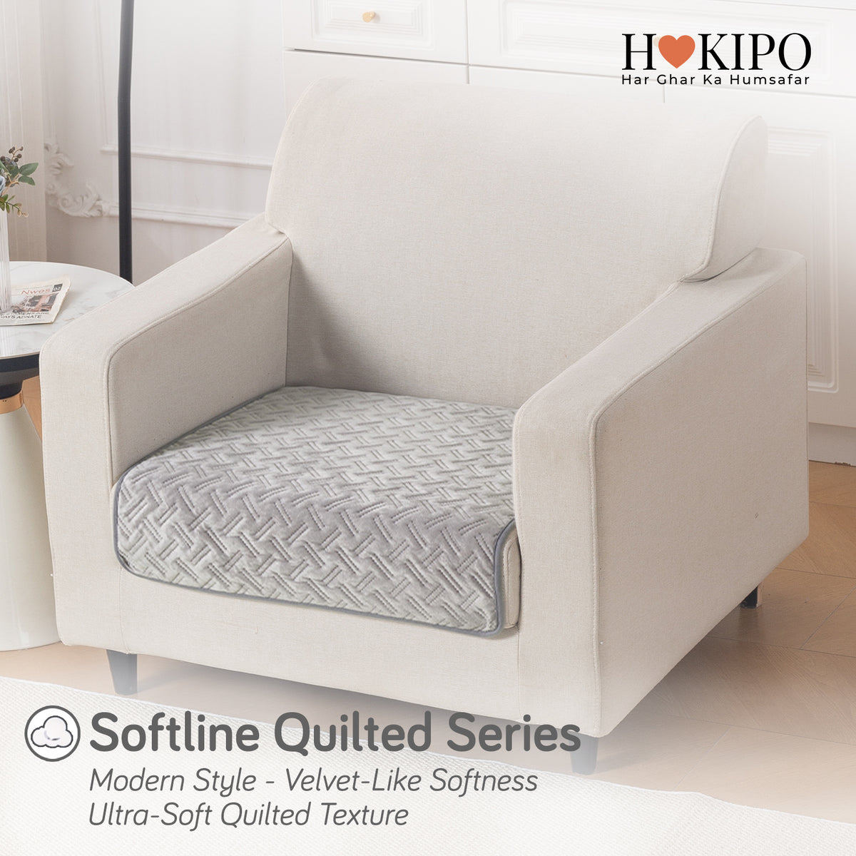 Softline Quilted Sofa Cover Mat, Arctic Grey