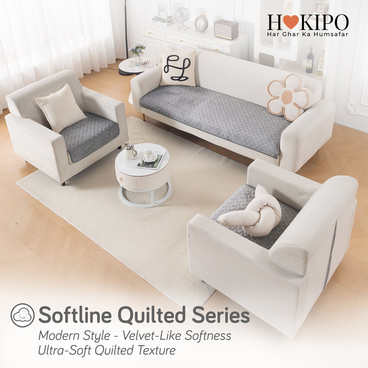 Softline Quilted Sofa Cover Mat, Arctic Grey