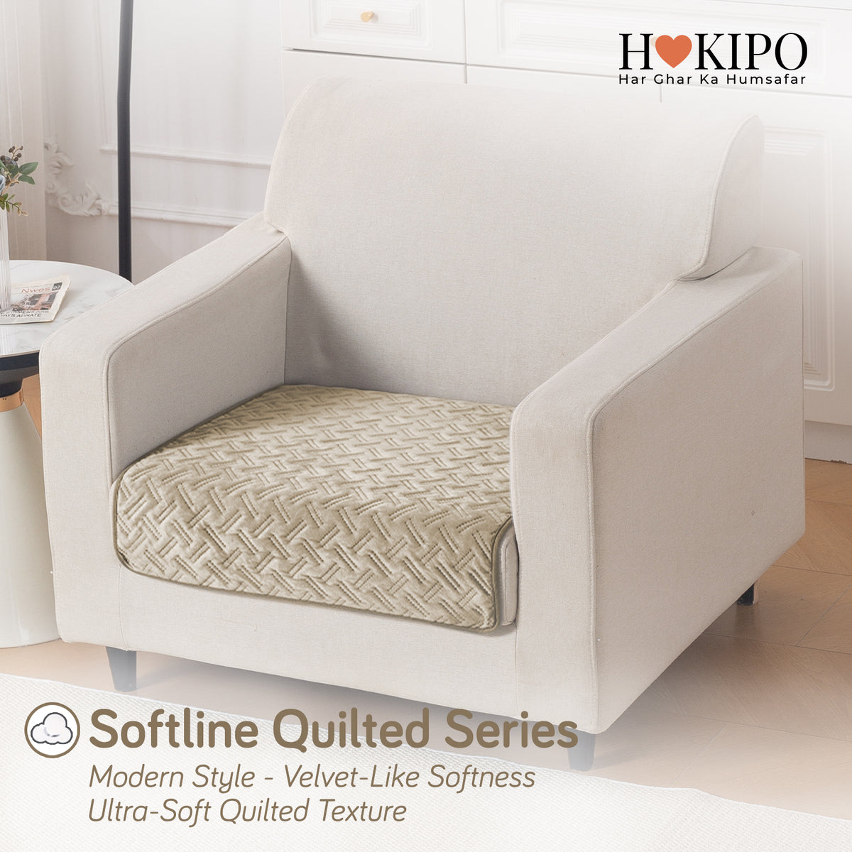 Softline Quilted Sofa Cover Mat, Latte Brown