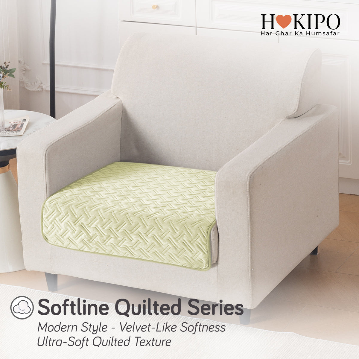 Softline Quilted Sofa Cover Mat, Butter Cream