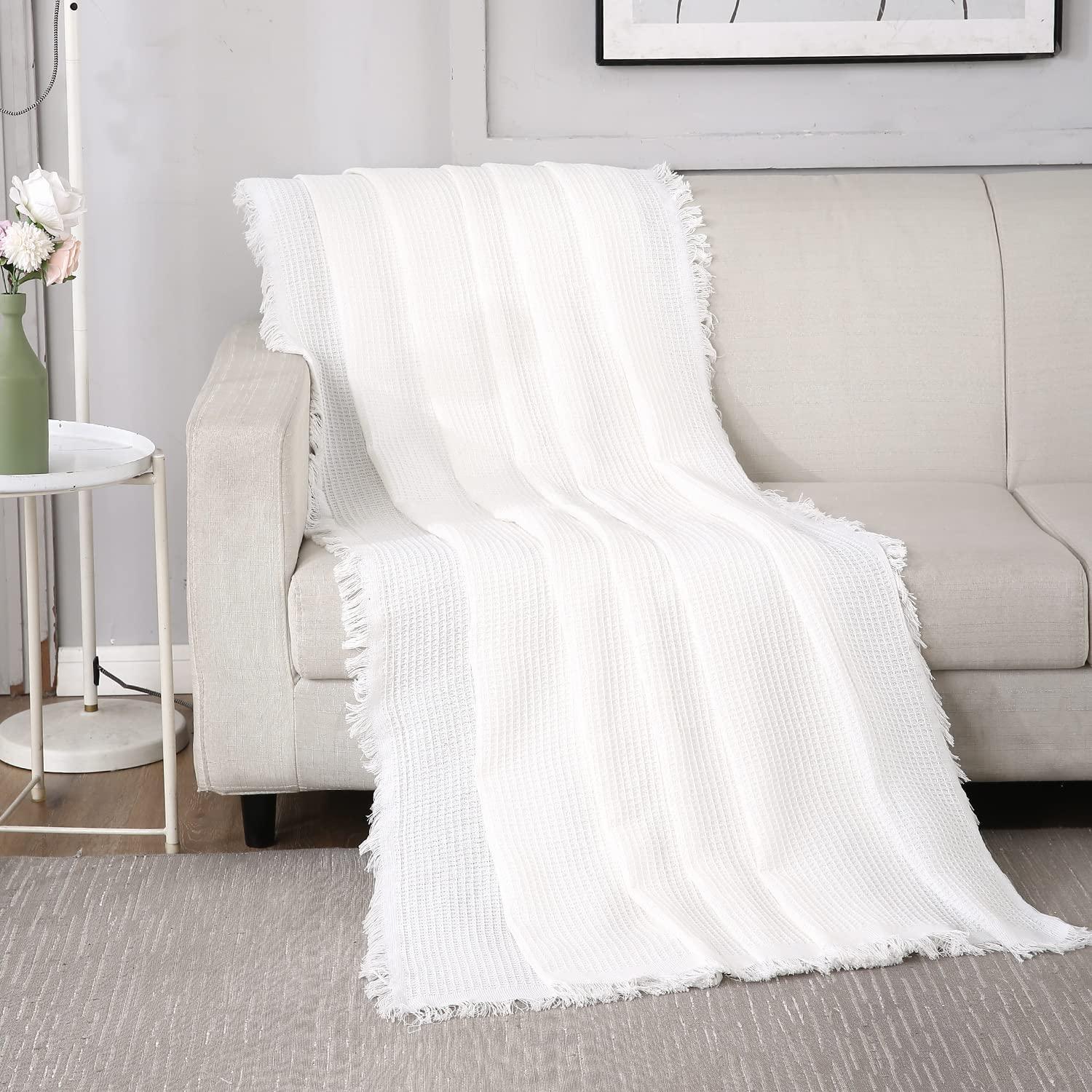 White Polycotton Sofa Throw Durable Soft 1 2 3 Seater HOKIPO Har Ghar ka Humsafar