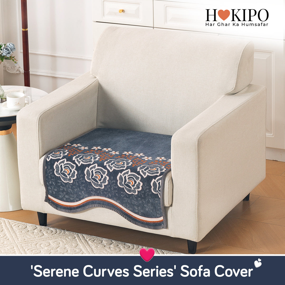 Serene Curves Sofa Cover Mat, Blossom Flower