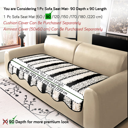 Luxury Wavy Plush Anti-Slip Sofa Cover Mats - Black