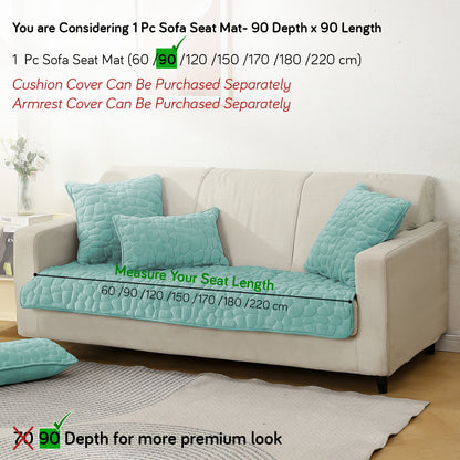 Premium Pebble Milk Velvet Anti Slip Sofa Mats, Fog Blue