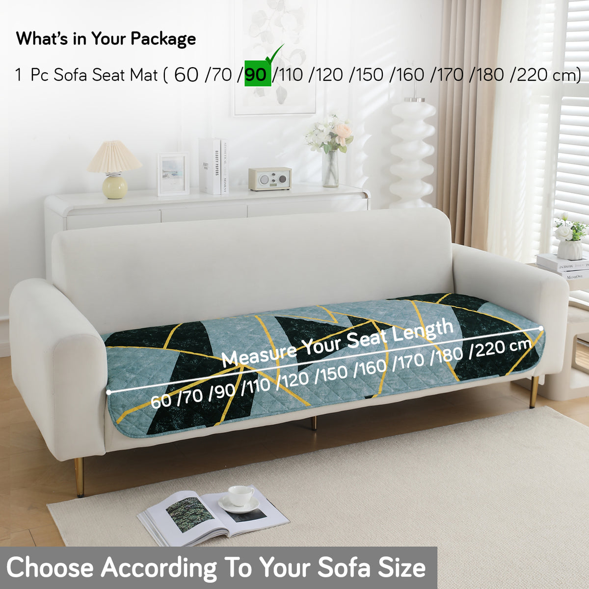 Water Repellent + Waterproof Quilted Sofa Mats, Multicolor Abstract Geometry