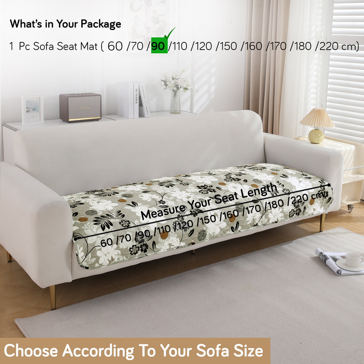 Water Repellent + Waterproof Quilted Sofa Mats, Feather Brown Floral