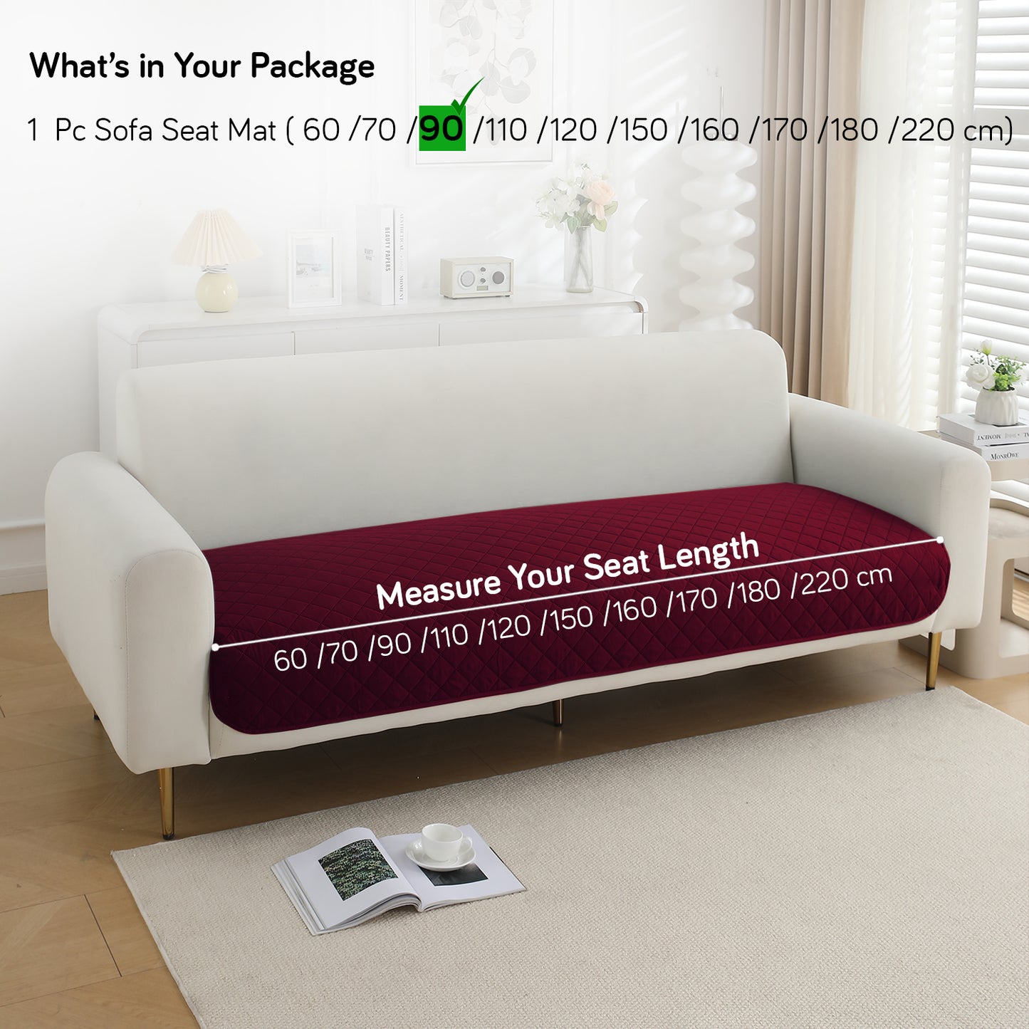 HOKIPO Waterproof Quilted Mats, Burgundy