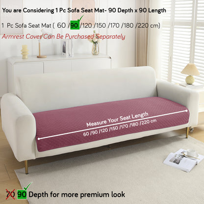 Polyester Quilted Sofa Cover Mats, Mauve Pink
