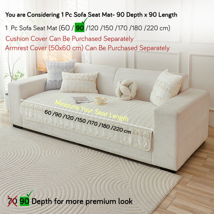 BelleLace Series Premium Imperial Milk Velvet Sofa Cover Mat with Lace Design -  Pearl White