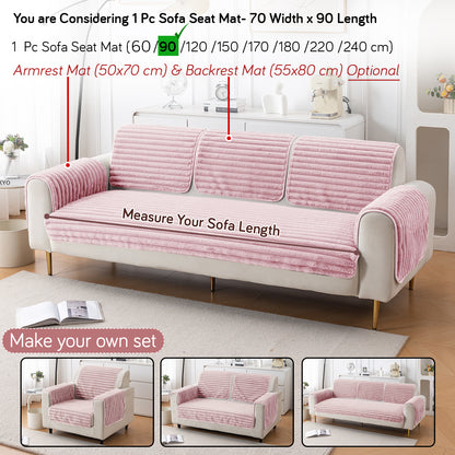 Faux Rabbit Fur Plush Anti-Slip Sofa Mat |Snuggle Fur Soft Pink
