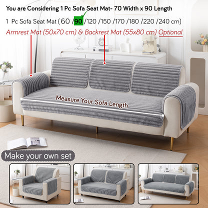 Faux Rabbit Fur Plush Anti-Slip Sofa Mat |Snuggle Fur Grey