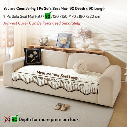 Premium Supple Soft Wavy Sofa Cover Mat, Cream Brown
