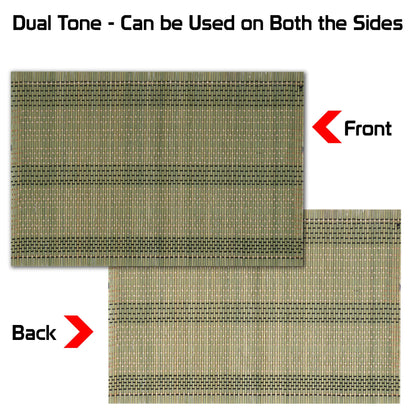 Reversible Bamboo Table Mats for Dining Table, Set of 6 Placemats, 45x30 cm, Moss Green