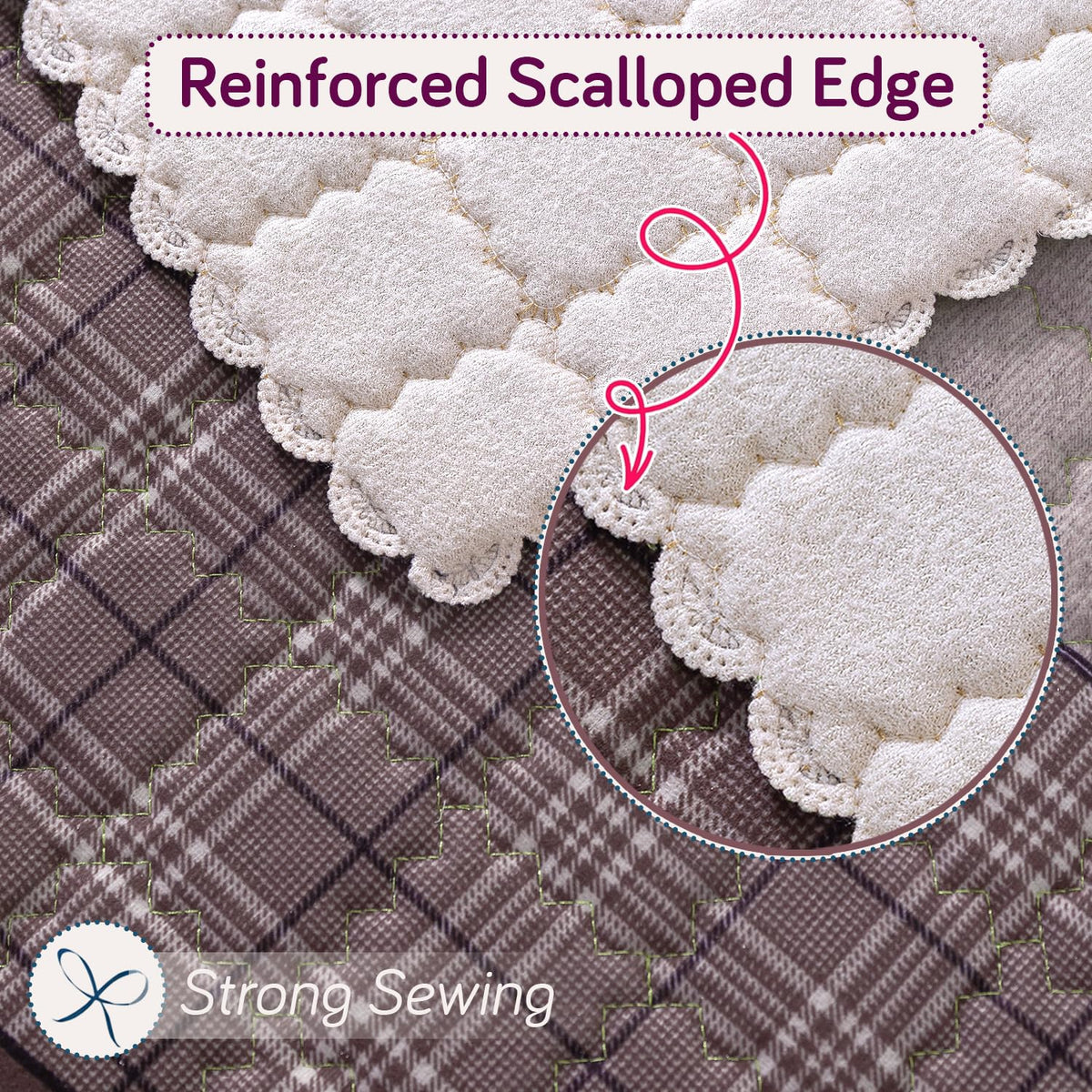 'Comfort Grid Series' Premium Quilted 5 (3+1+1) Seater Sofa Cover Set with Foam Filling | Plum