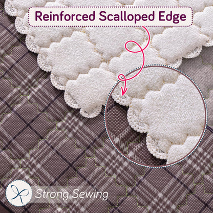 'Comfort Grid Series' Premium Quilted 5 (3+1+1) Seater Sofa Cover Set with Foam Filling | Plum