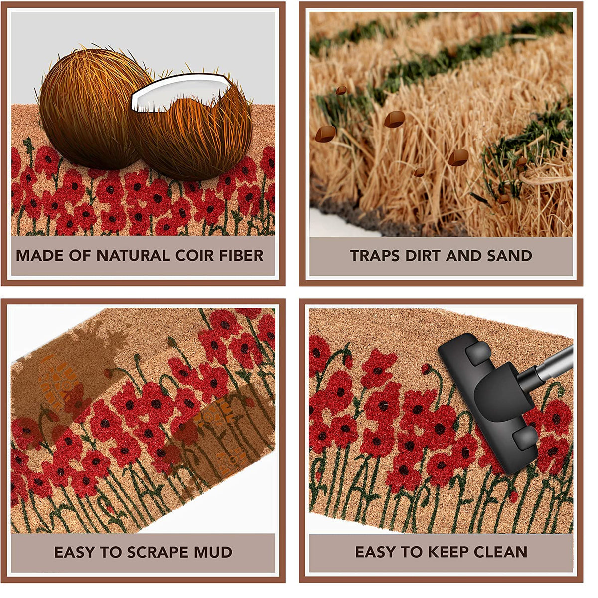 Coir Entrance Door Mat with Anti-Slip PVC Backing