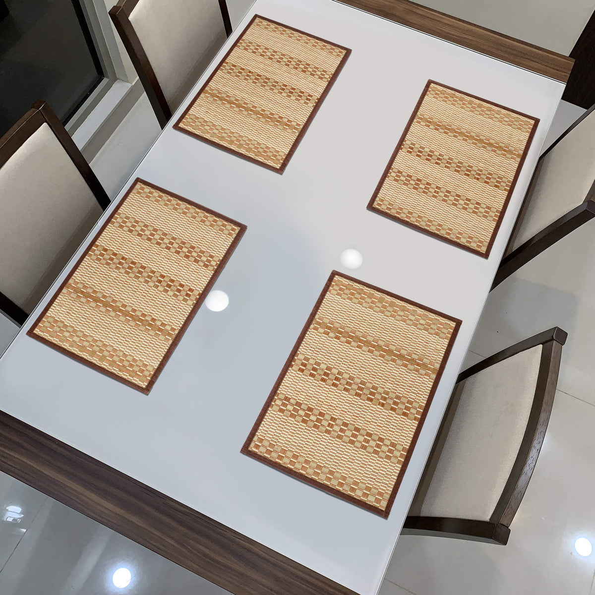 Heat Resistant Bamboo Dinner Mats, Beige