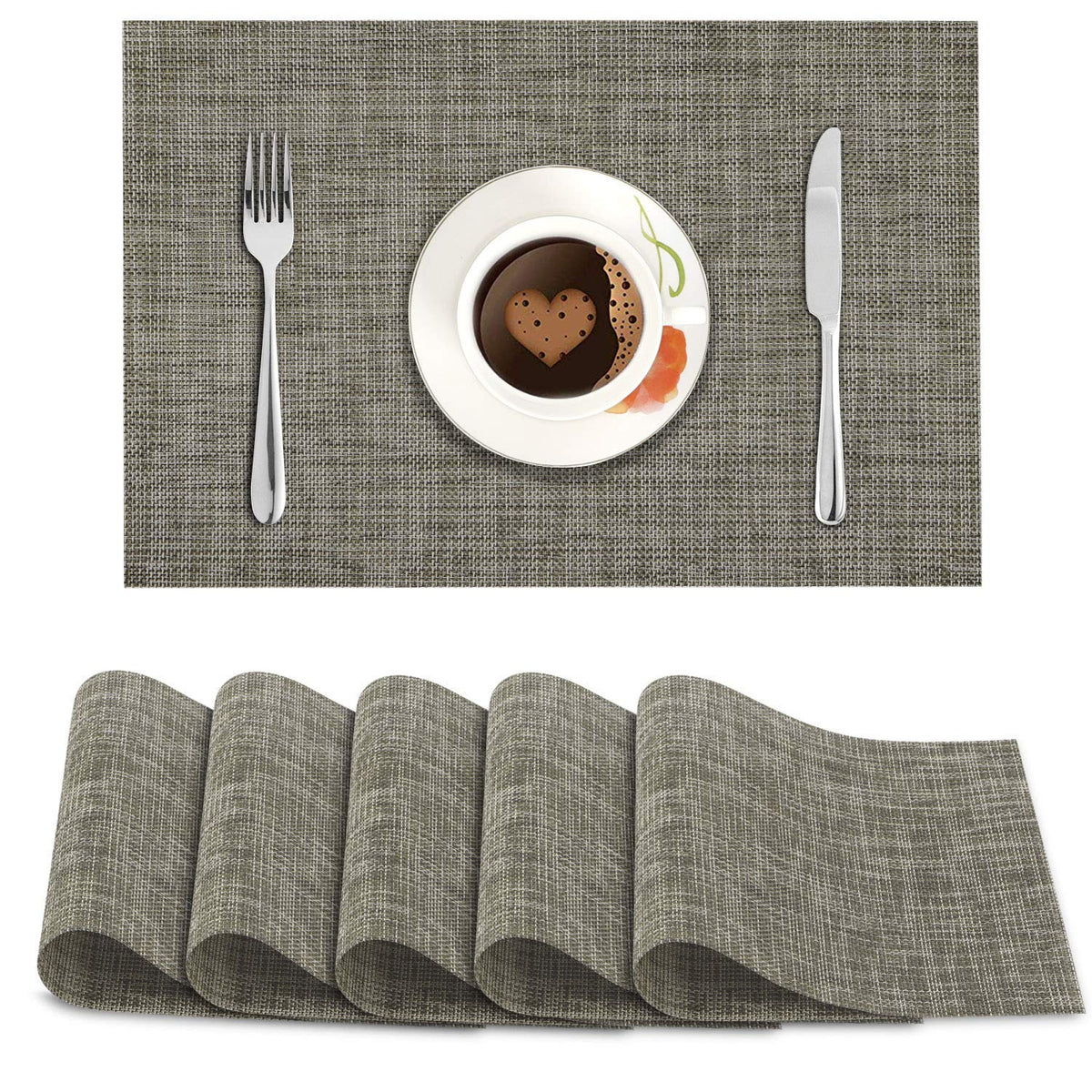 PVC Dining Table Mats, Ash Grey