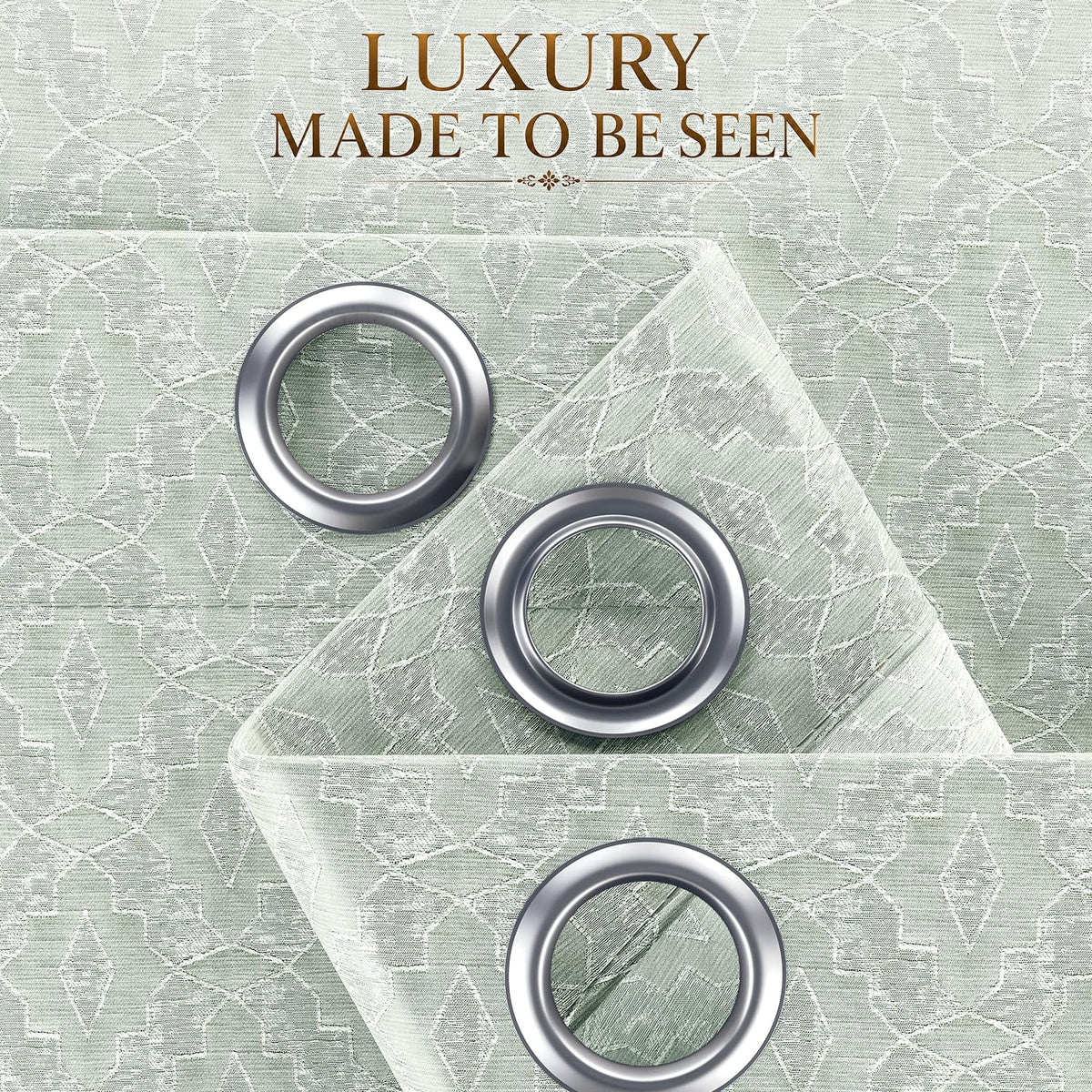 HOKIPO Marrakesh Jacquard Eyelet Curtains, 7 Feet Long - Mist Green - image 3
