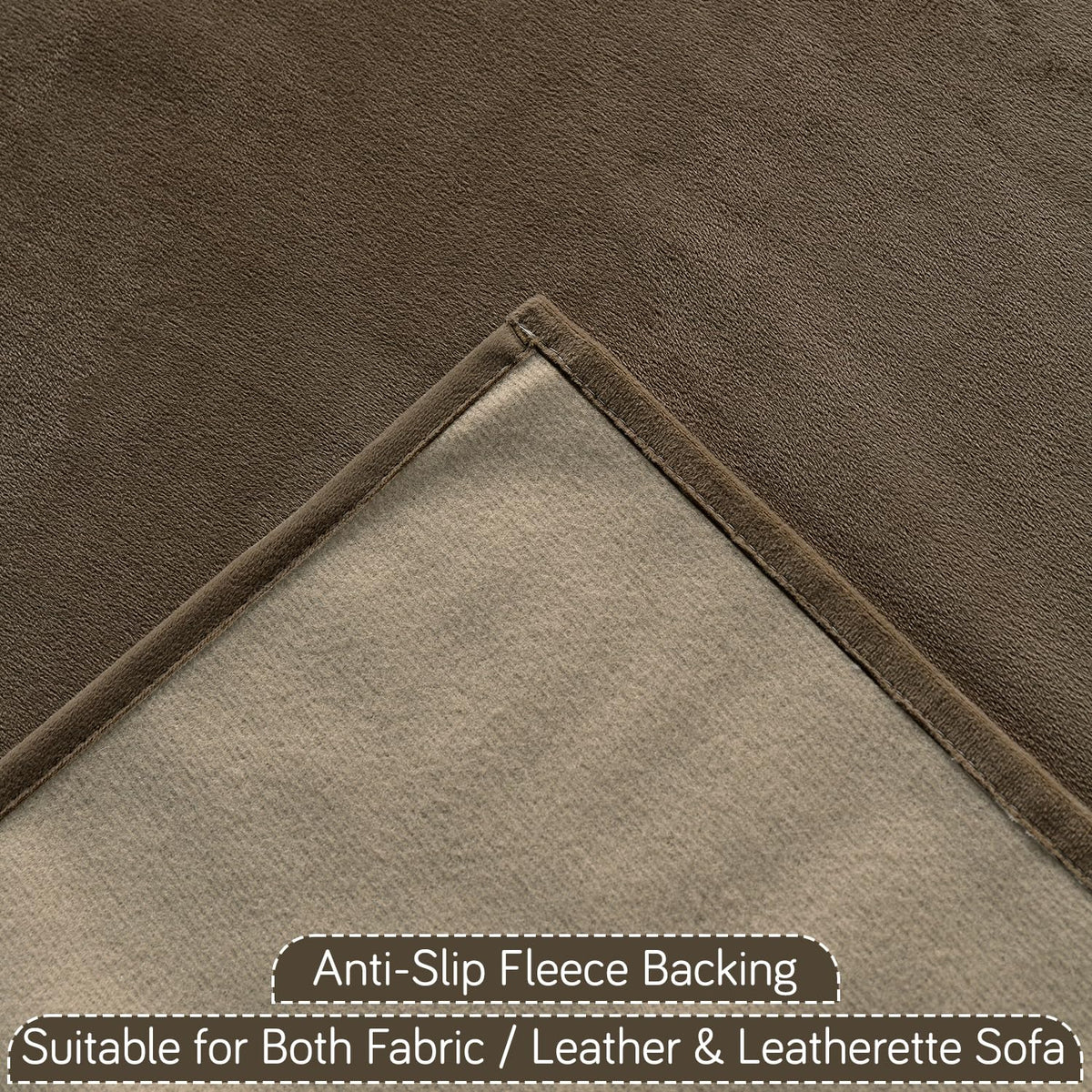 Premium Holland Velvet 5-Seater Sofa Cover (3+1+1), TasselTone Series | Coffee Brown