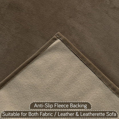 Premium Holland Velvet 5-Seater Sofa Cover (3+1+1), TasselTone Series | Coffee Brown