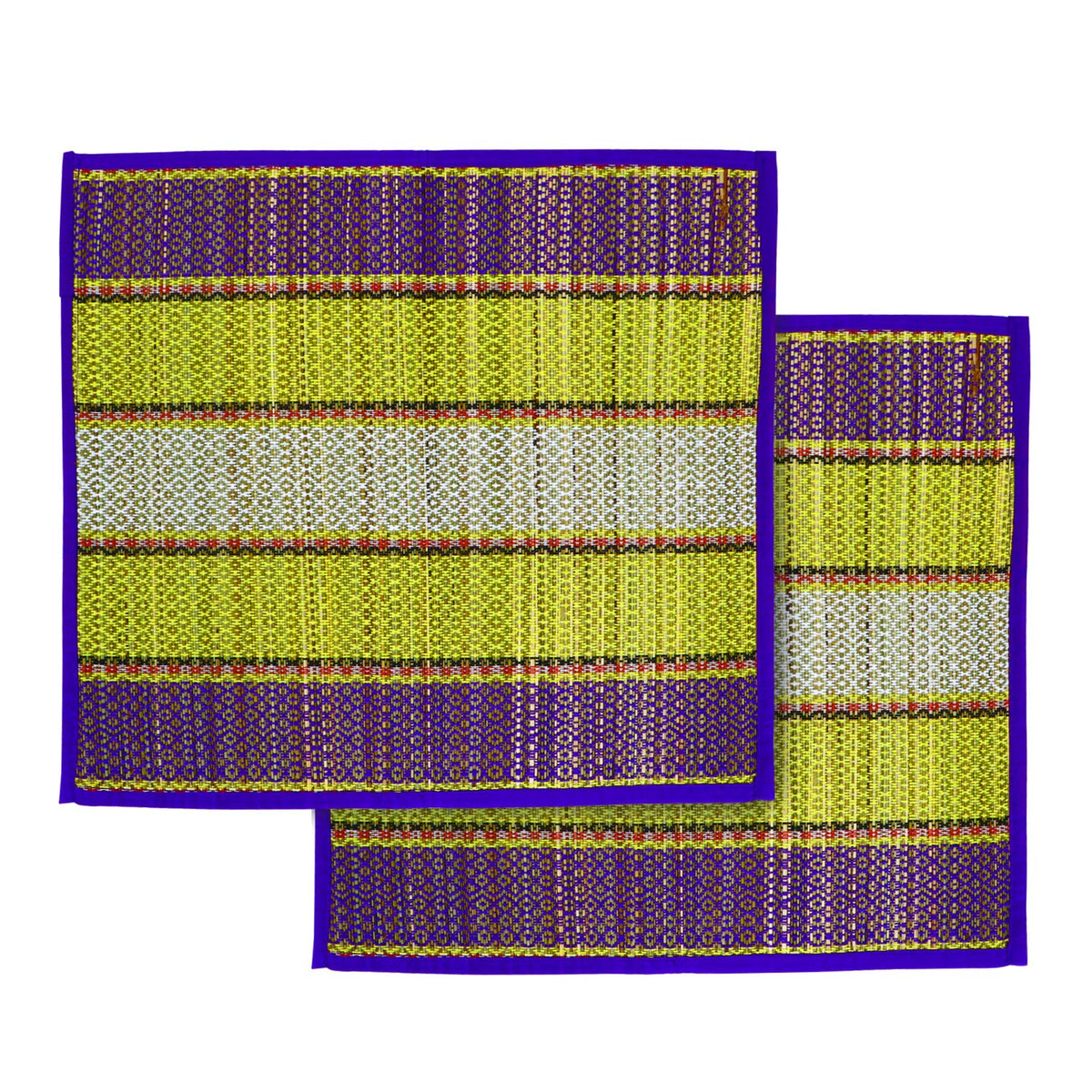 Natural River Grass Handcrafted Pooja Floor Mats/Meditation Prayer Mat/Sittting Mat/Aasan Mat Chatai for Pack of 2/4/6/8, Purple