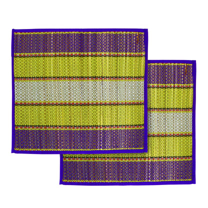 Natural River Grass Handcrafted Pooja Floor Mats/Meditation Prayer Mat/Sittting Mat/Aasan Mat Chatai for Pack of 2/4/6/8, Purple