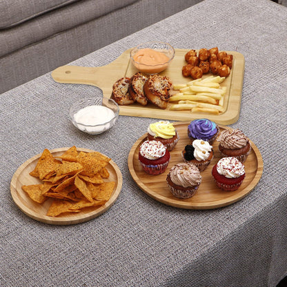 Wooden Platter Serving Tray with Handle | Pizza Tray | Snacks Serving Platter, 40x25 cm