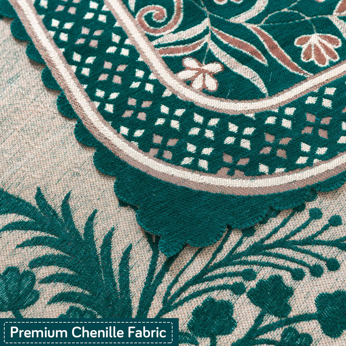 Royal Aangan Premium Chenille Jacquard Sofa Cover 5 Seater Set 3+1+1 Sofa Cover for Seat & Back, Mehfil Teal