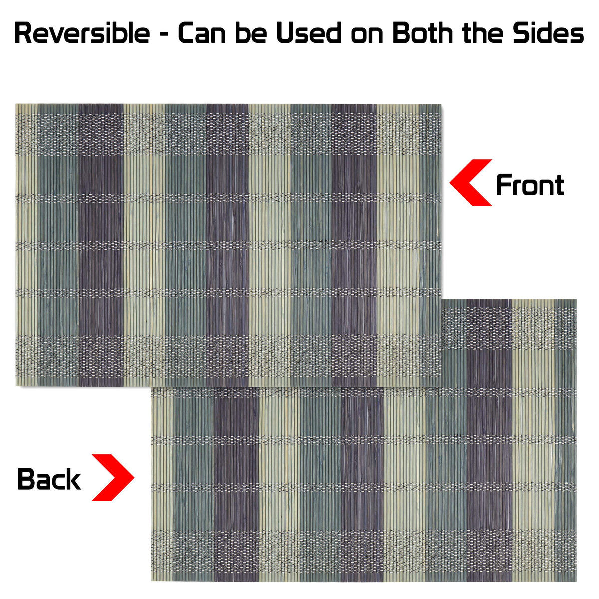 Heat Resistant Bamboo Placemats Set of 6 Dining Table Mats, 45x30 cm, Bean Blue