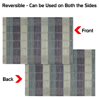 Heat Resistant Bamboo Placemats Set of 6 Dining Table Mats, 45x30 cm, Bean Blue