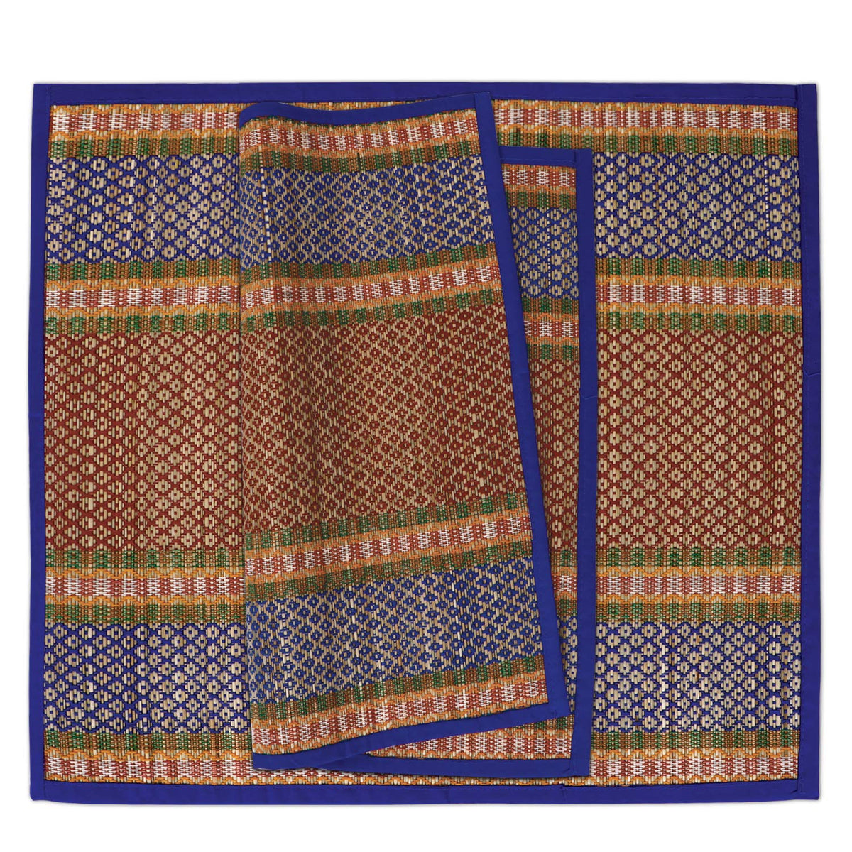 Natural River Grass Handcrafted Pooja Floor Mats/Meditation Prayer Mat/Sittting Mat/Aasan Mat Chatai for Pack of 2/4/6/8, Blue