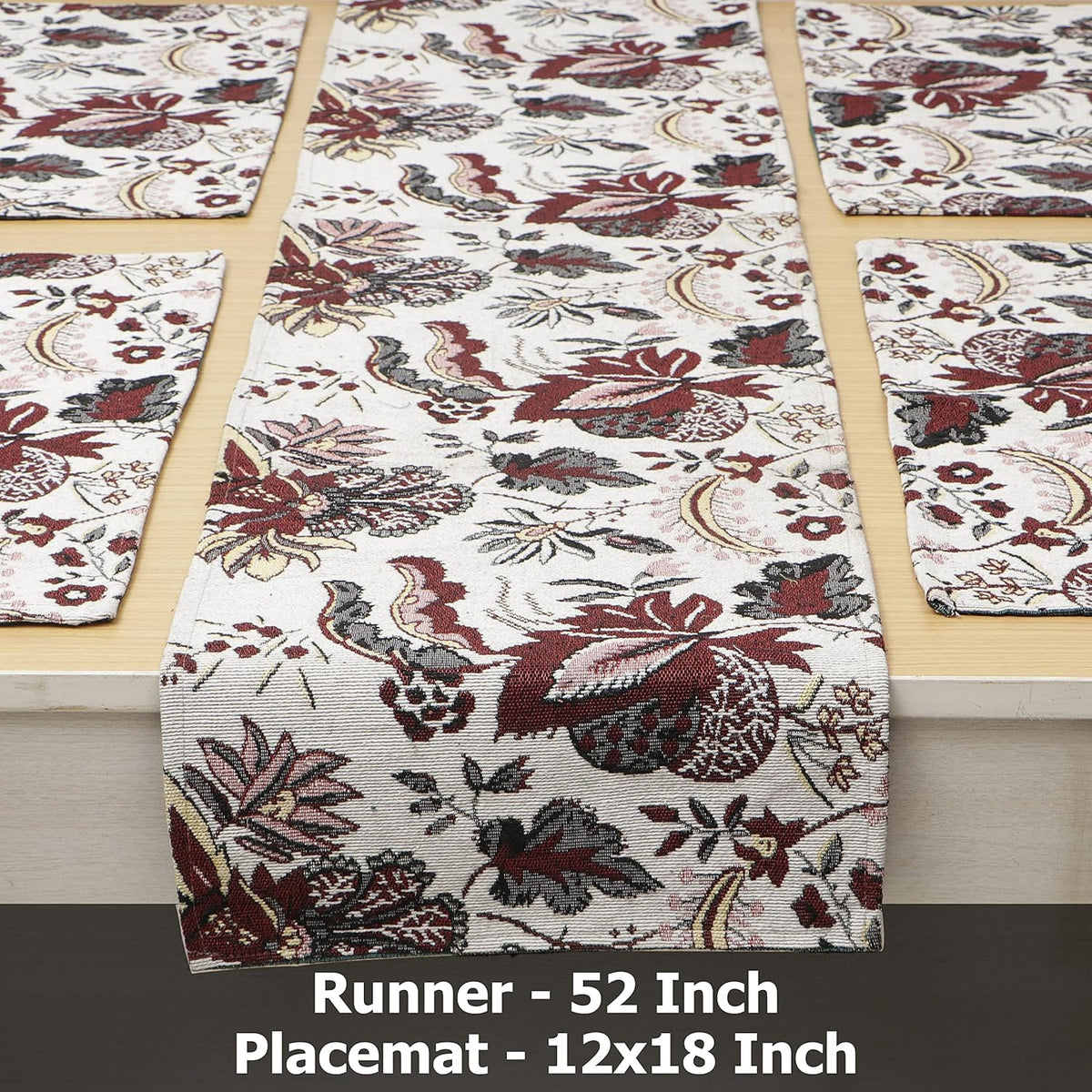 Cotton Jacquard Dining Table Mats, White Spring Flower
