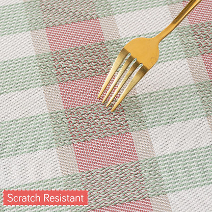 Classic Checks PVC Washable Mats for Dining Table - Mint Green