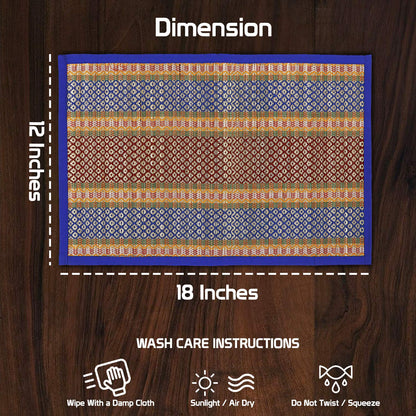 Handmade Madurkathi River Grass Dining Table Mats, Blue