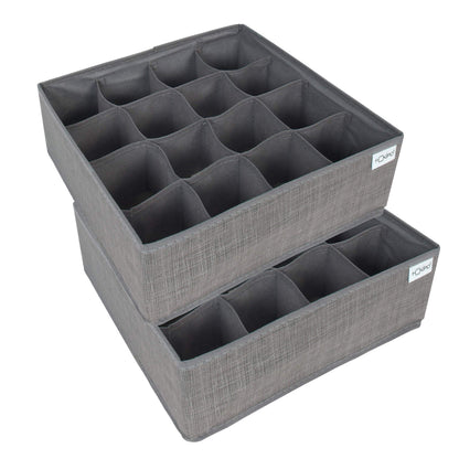 Fabric Wardrobe Organizer For Clothing Undergarments And Socks, Drawer Divider (Grey)