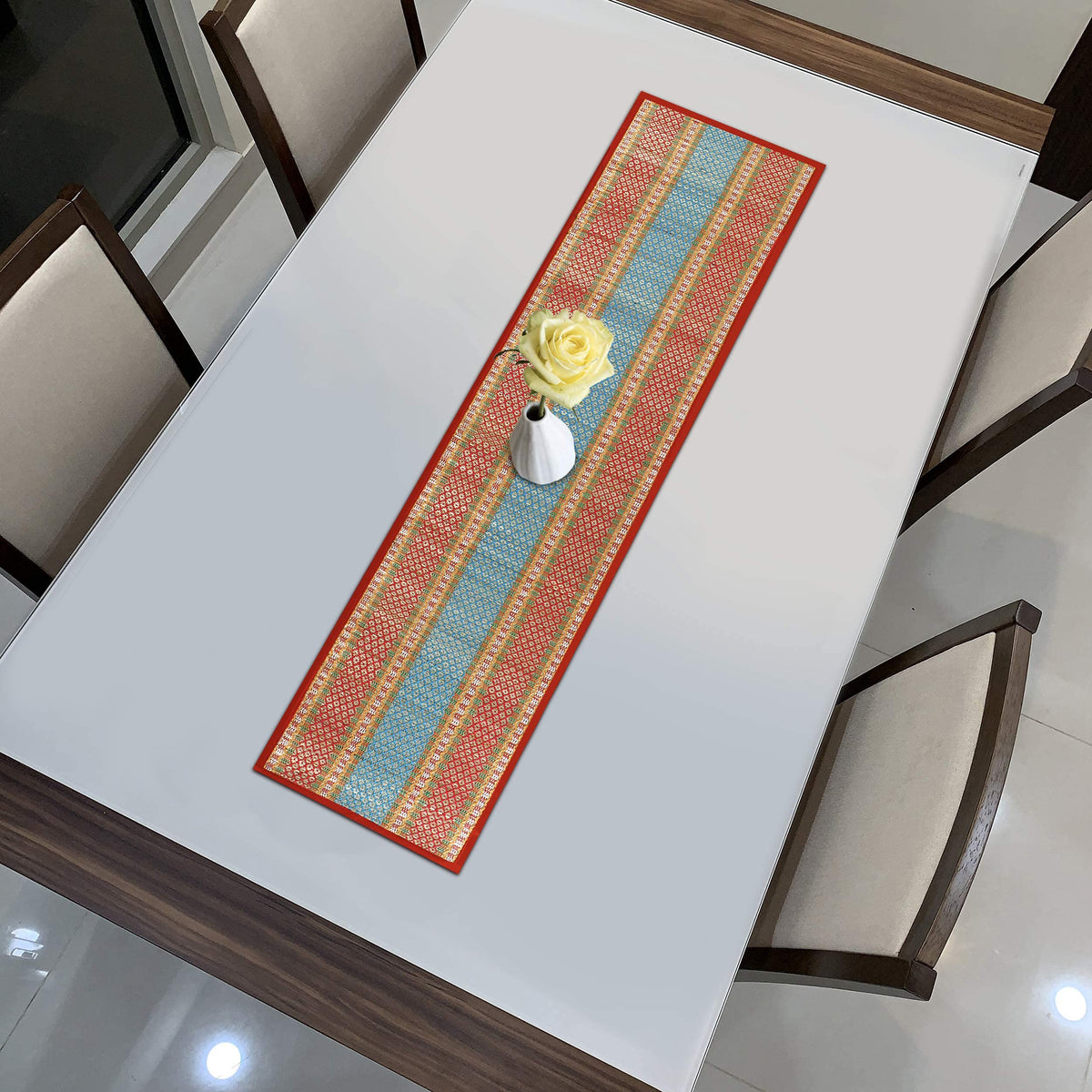 Buy Red Colour Heat Resistant Eco-friendly Natural Handmade Dining Table Runner | HOKIPO