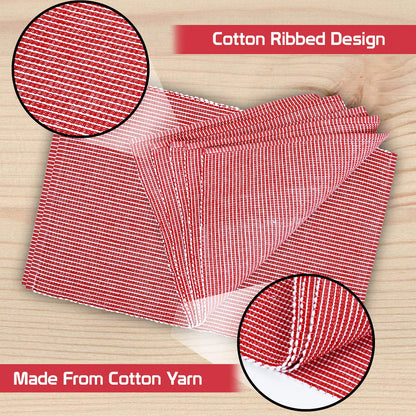 Ribbed Cotton Heat Resistant Dining Table Mat, Red
