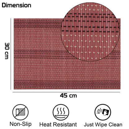 Heat Resistant Bamboo Placemats Set of 6 Dining Table Mats, 45x30cm