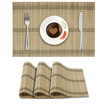 Reversible Bamboo Table Mats Set of 4, 45x30 cm, Hazel Wood