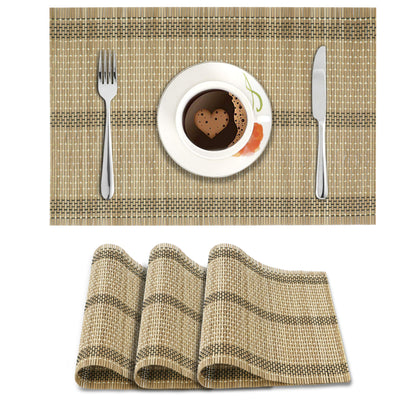 Reversible Bamboo Table Mats for Dining Table, Set of 4 Placemats, 45x30 cm, Hazel Wood