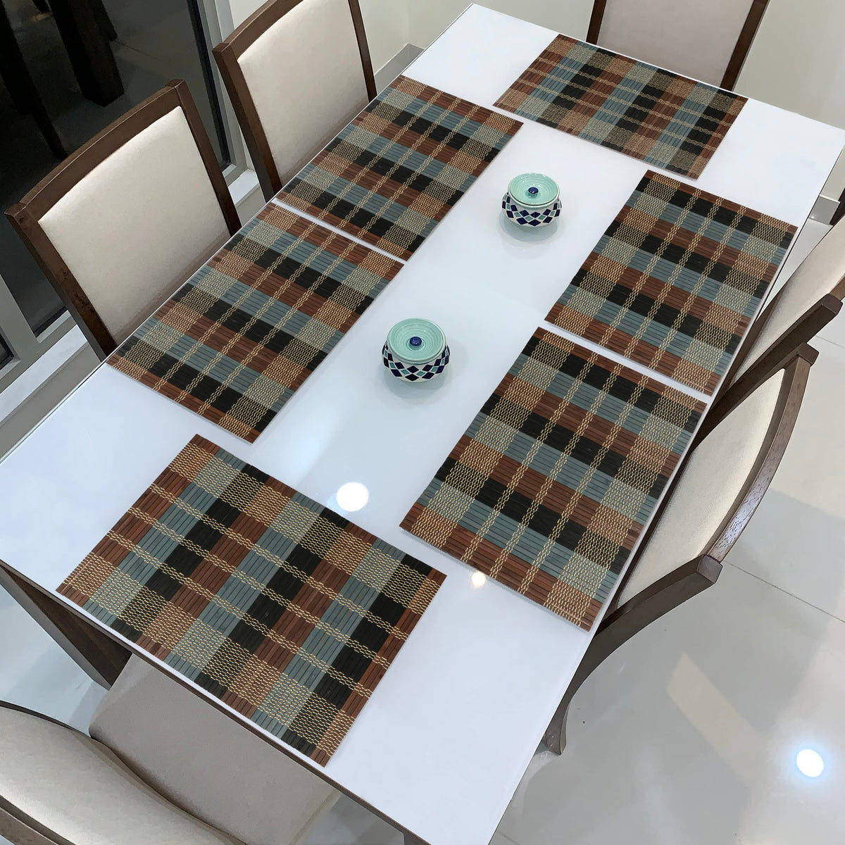 Buy Multicolor bamboo dining mat set of 6 | Hokipo