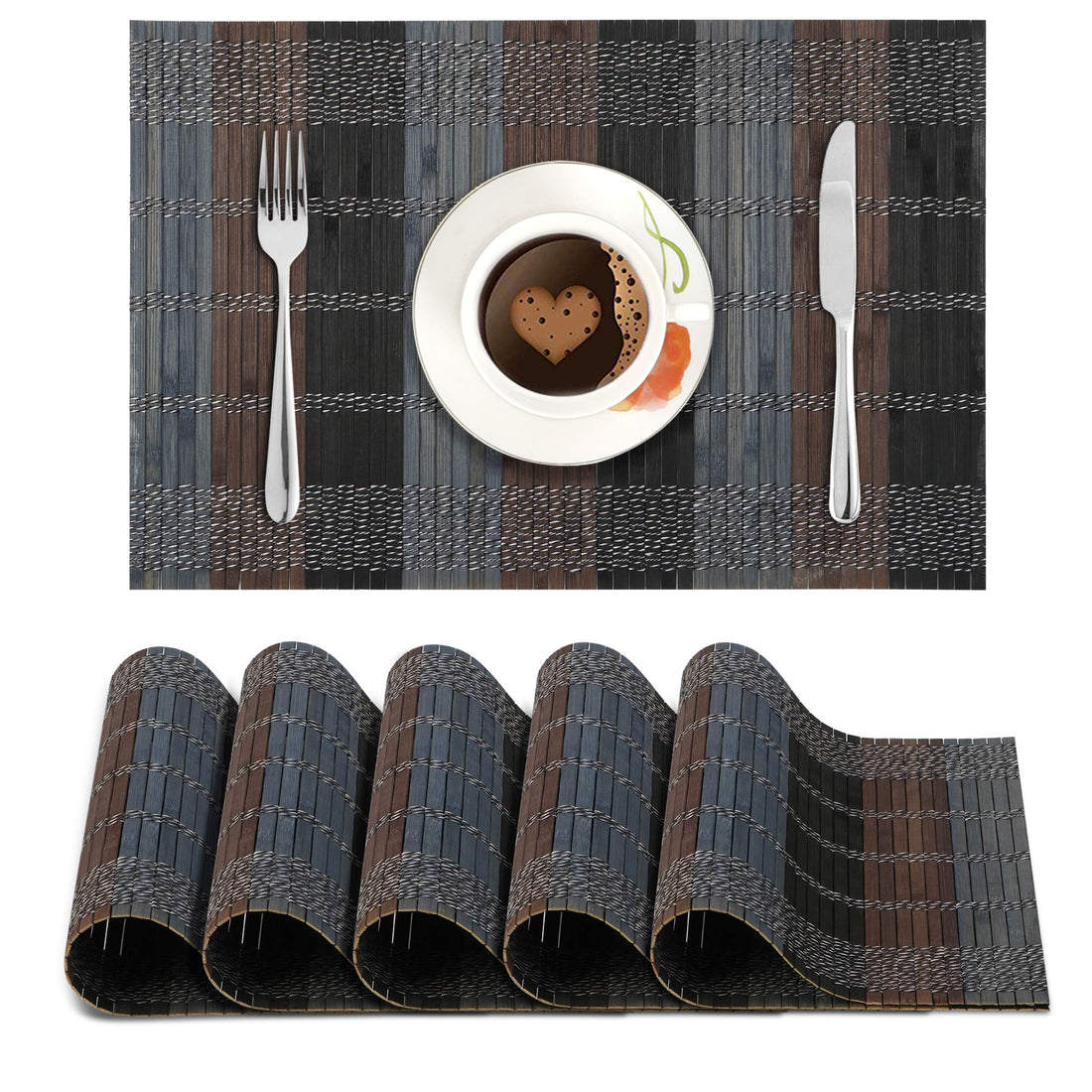 Heat Resistant Bamboo Table Mats Set of 6, 45 x 30cm