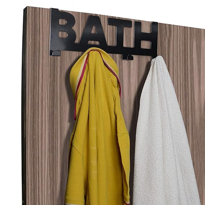 Metal Over The Door Hook Hanger for Clothes, Towel, Coat Hanging Hooks Rail, Black
