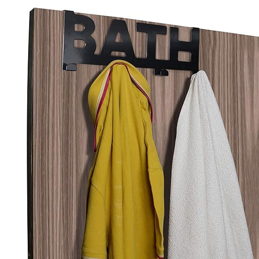 Metal Over The Door Hook Hanger for Clothes, Towel, Coat Hanging Hooks Rail, Black