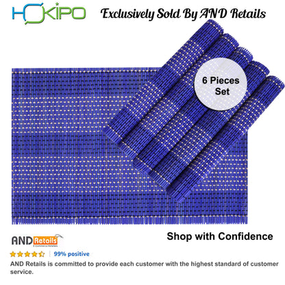 Reversible Bamboo Placemats for Dining Table Set of 6 Table Mats, 45x30 cm