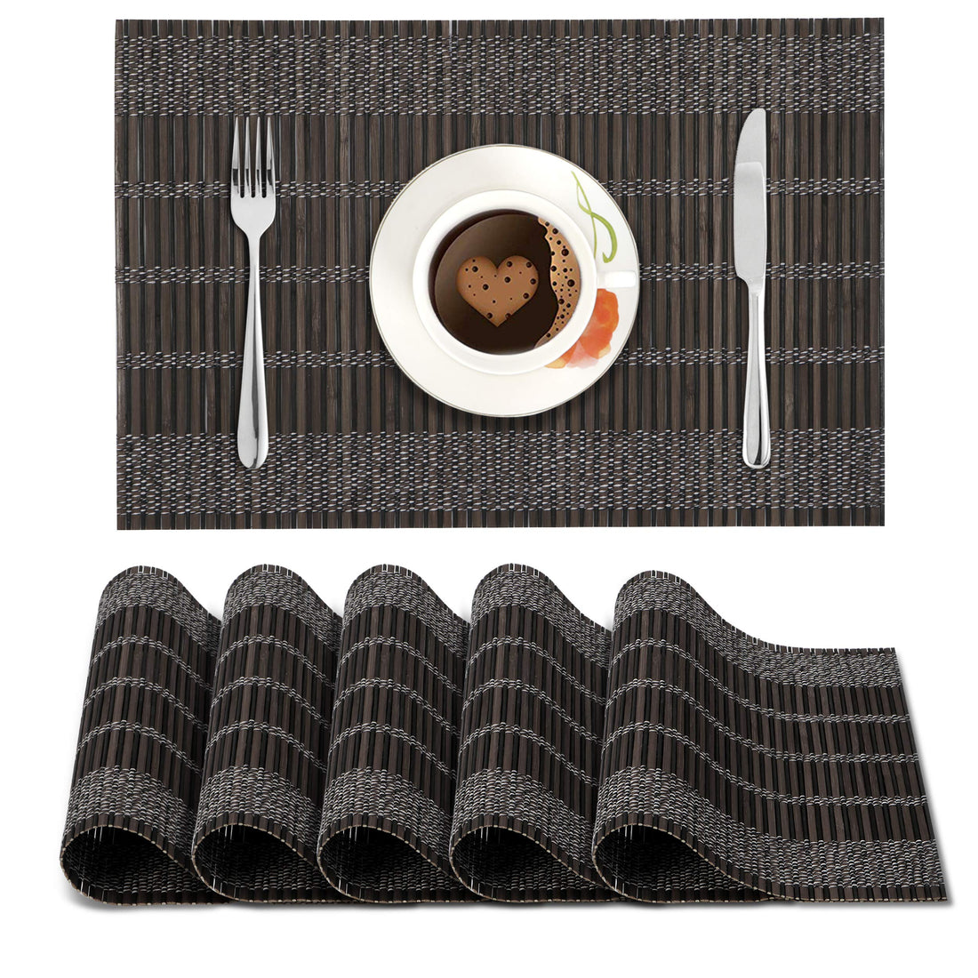 Heat Resistant Bamboo Dining Table Mats Set of 6 , 45x30 cm