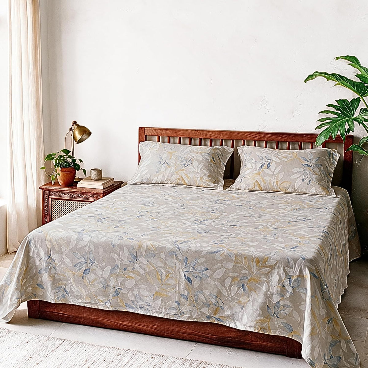 HOKIPO Suzani Patchwork 210 TC Cotton Sateen Flat Bedsheet, King, Violet - image 8