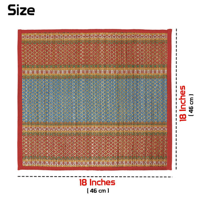 Natural River Grass Handcrafted Pooja Floor Mats/Meditation Prayer Mat/Sittting Mat/Aasan Mat Chatai for Pack of 2/4/6/8, Red